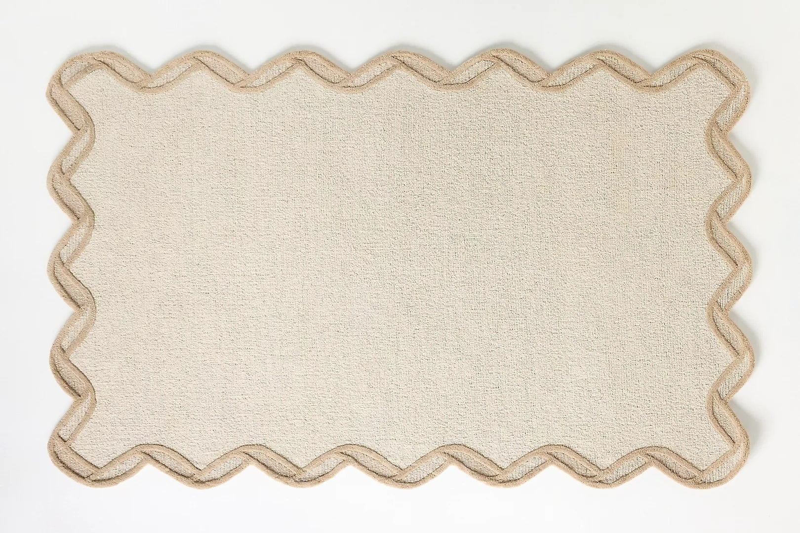 Hand Tufted Wool Scalloped Border | All Sizes Available - Hand Tufted Wool Rug