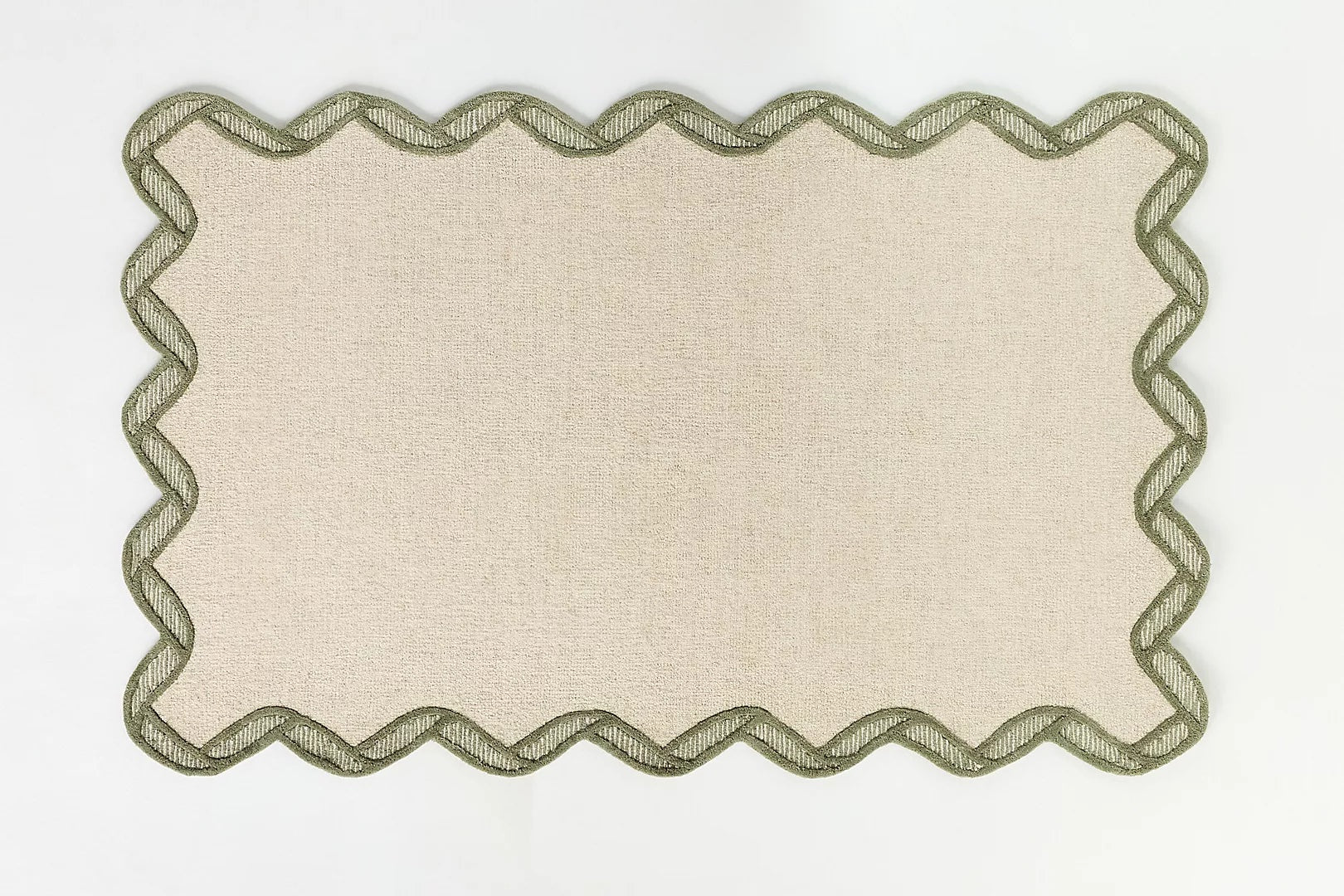 Hand Tufted Wool Scalloped Border | All Sizes Available - Hand Tufted Wool Rug
