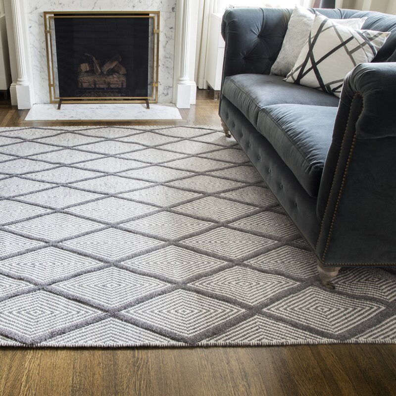 Diamond Pattern Handwoven Wool Rug