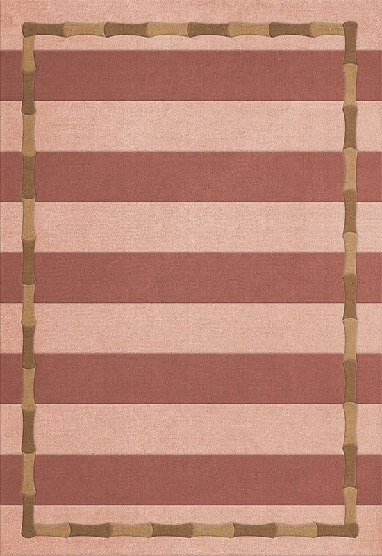 Hand Tufted Woollen Alice Crawley Bamboo Stripe Wool Blue Rust - Hand Tufted Wool Rug