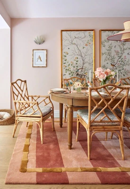 Hand Tufted Woollen Alice Crawley Bamboo Stripe Wool Blue Rust - Hand Tufted Wool Rug