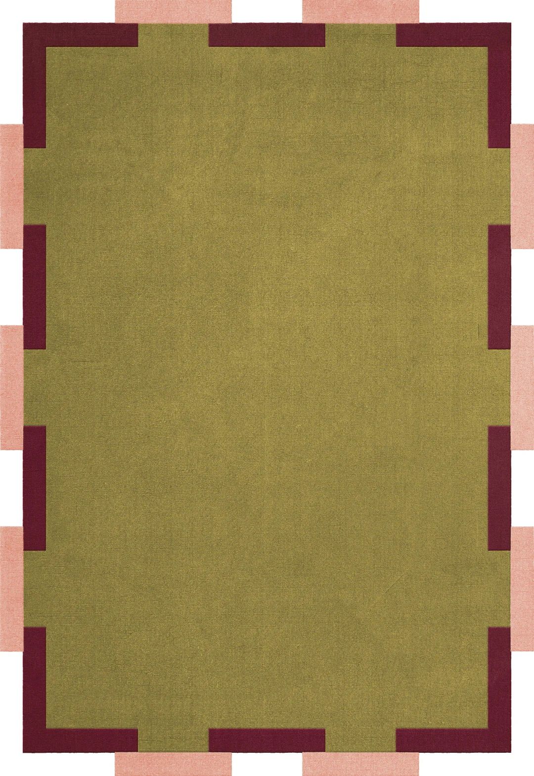 Elegants Hand Tufted Woollen Teklan Fregio Wool Olive Blush - Hand Tufted Wool Rug