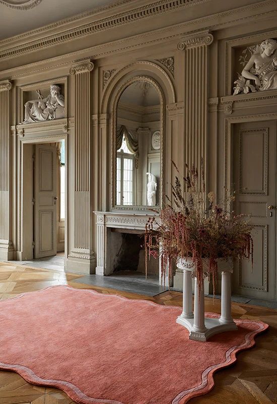 Elegants Hand Tufted Woollen Scallop Watermelon Pink - Hand Tufted Wool Rug