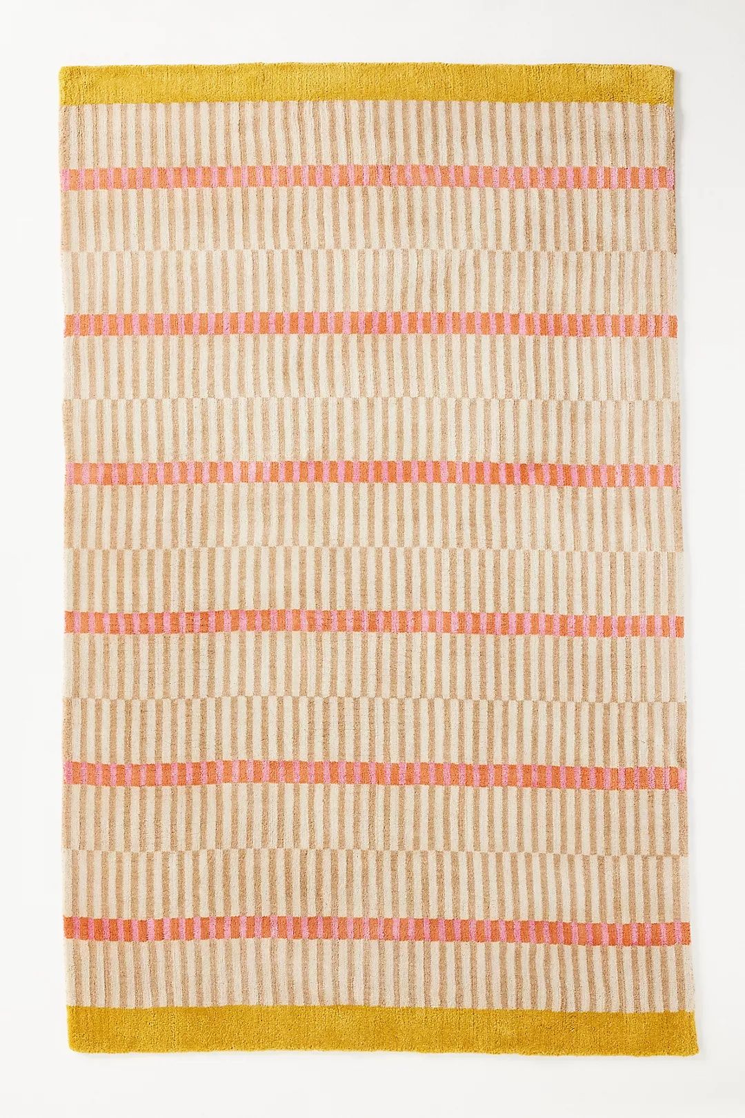 Hand-Loomed Wool and Jute Blend Geometric Striped Woollen - Hand Tufted Wool Rug
