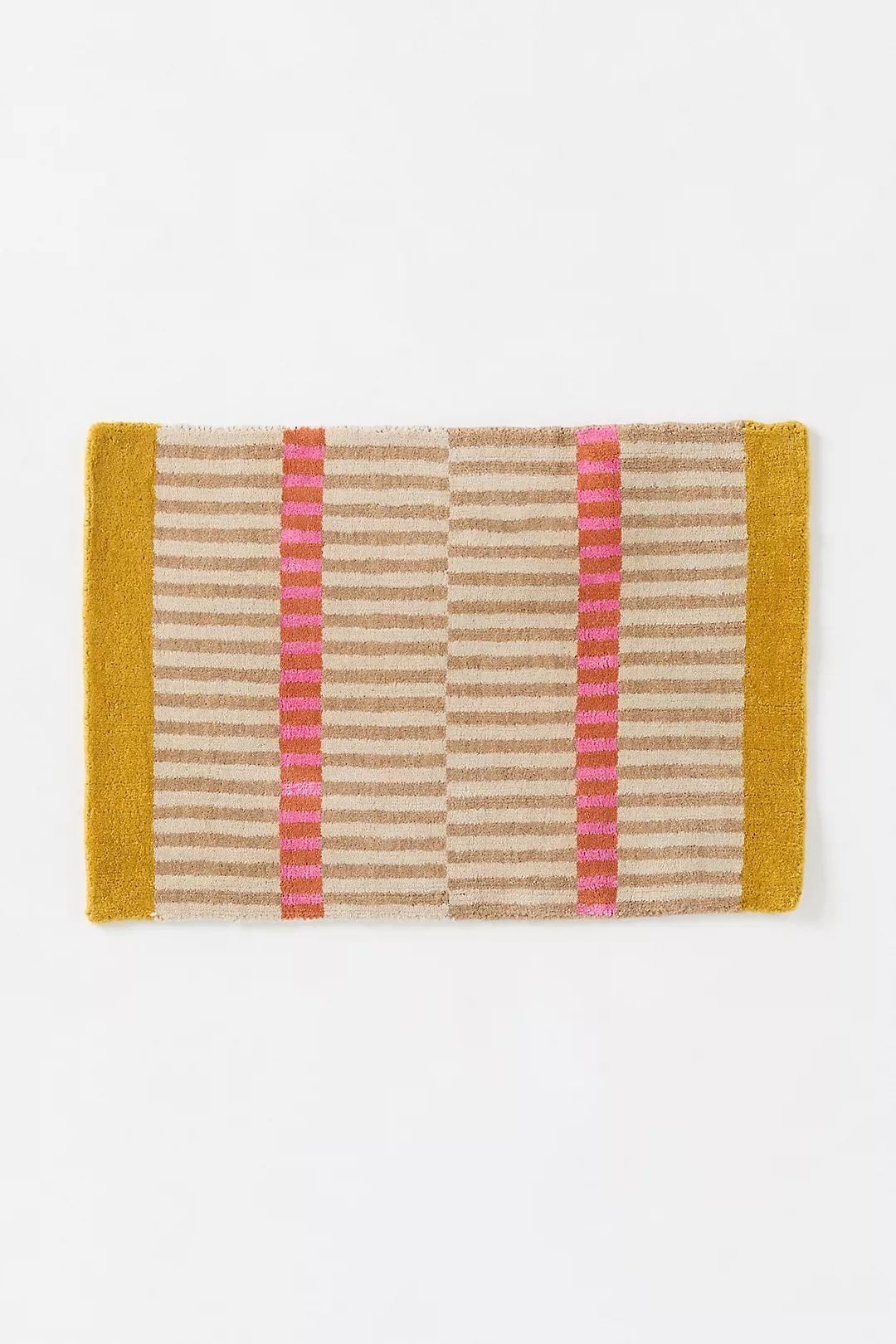Hand-Loomed Wool and Jute Blend Geometric Striped Woollen - Hand Tufted Wool Rug