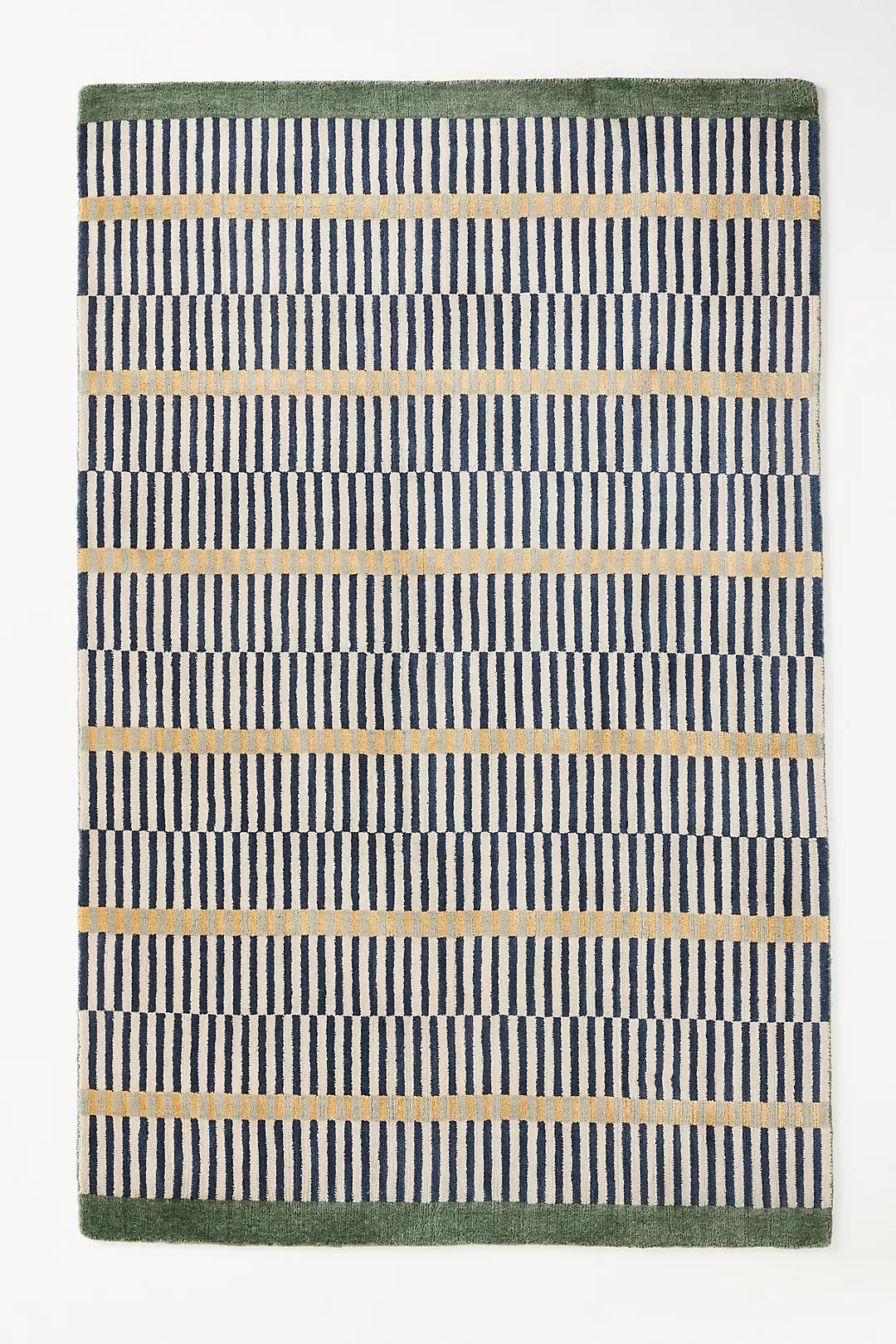 Hand-Loomed Wool and Jute Blend Geometric Striped Woollen - Hand Tufted Wool Rug