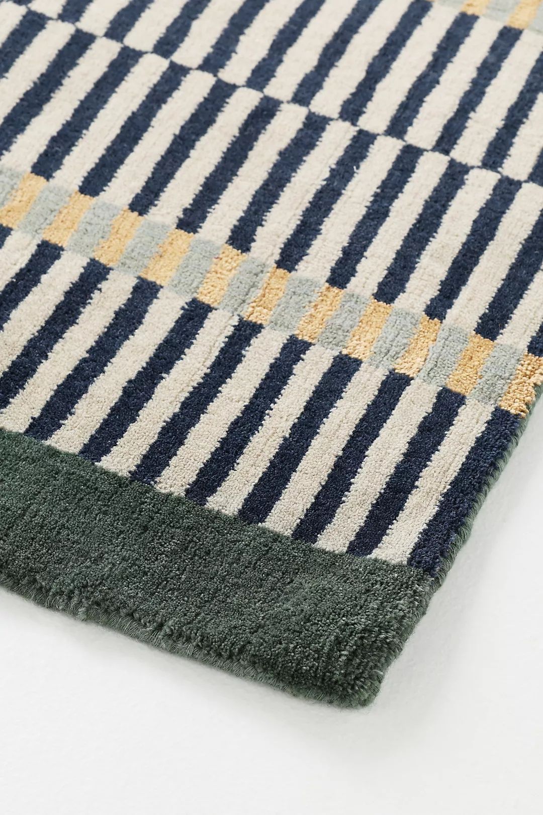 Hand-Loomed Wool and Jute Blend Geometric Striped Woollen - Hand Tufted Wool Rug