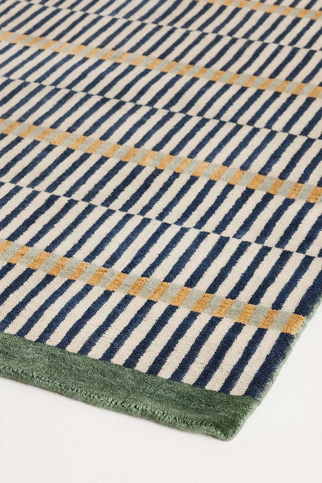 Hand-Loomed Wool and Jute Blend Geometric Striped Woollen - Hand Tufted Wool Rug