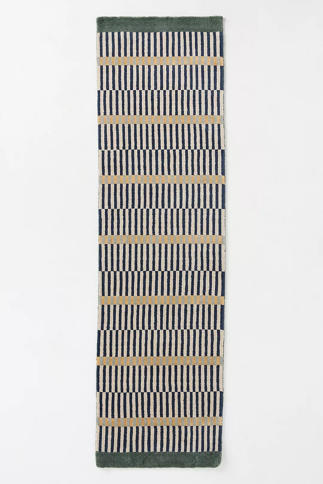 Hand-Loomed Wool and Jute Blend Geometric Striped Woollen - Hand Tufted Wool Rug