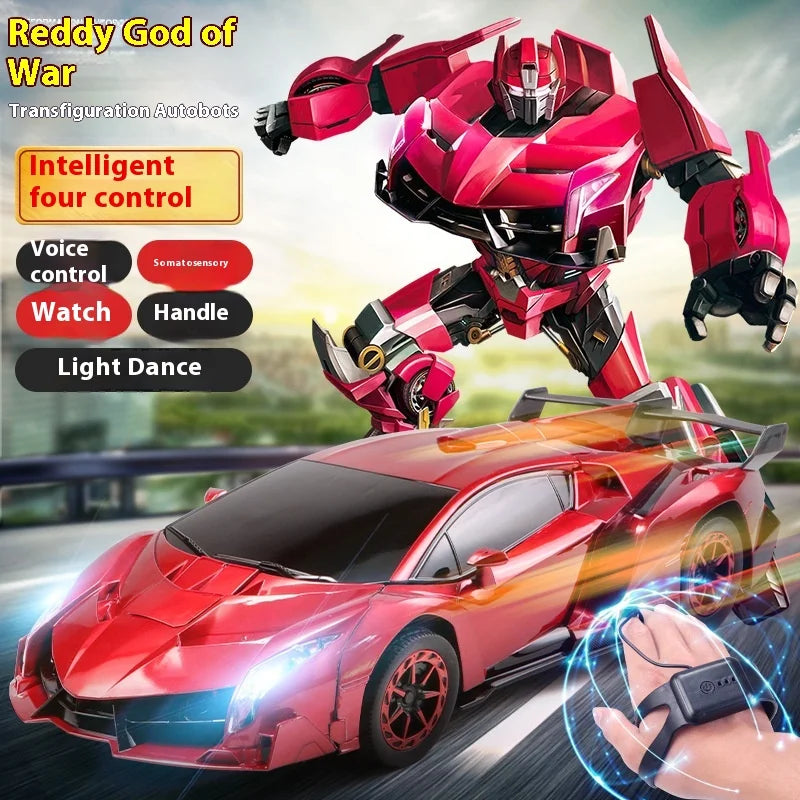 36cm Rc Gesture Car One Touch Transformer Robot Dancing Car Toys For Boys 2.4g Remote Control Vehicle Children Rc Toy Gift